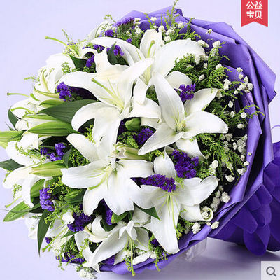 生日鲜花香水白粉色百合花束西安咸阳汉中渭南宝鸡