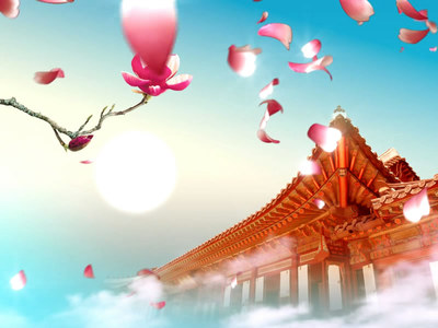 中国风之乐舞古风宫廷建筑天空舞蹈名族舞蹈表演led背景视频素材