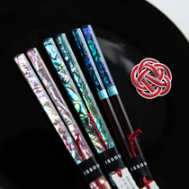Japanese imported romantic colorful solid wood chopsticks handmade Fritillaria couple pair chopsticks gift Japanese pointed chopsticks