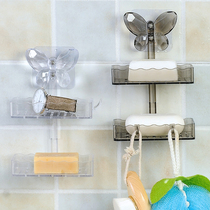 Punch-free soap box toilet drain creative wall-mounted soap rack bathroom rack suction cup double soap rack