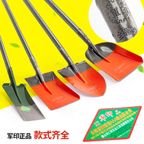 Army printed steel shovel wooden handle pointed shovel flat head shovel wide head bucket shovel shovel steel shovel ocean shovel garden gardening tools