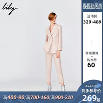 Lily 2020 spring new style women's makings waist closing fit suit coat straight bobbin pants casual suit pants suit