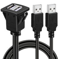 ABS snap double port USB2 0 waterproof line car ship motorcycle instrument panel caught in USB panel line 1m