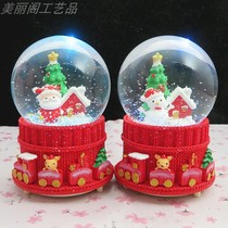 Christmas small train Crystal Ball Music Box Music box glowing automatic snow gift ornaments for boys and girls gifts