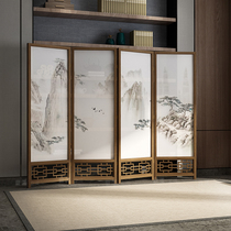 New Chinese style back type under hollow fence Folding screen Mobile partition Decorative wall Mobile living room office landscape