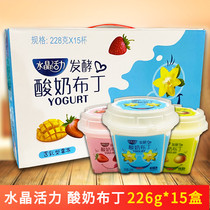 Crystal vitality fermented yogurt pudding 228g * 15 cups fruit milk bar lactic acid bacteria Net red snack jelly snack jelly snack