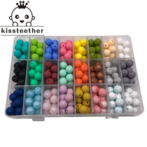 24 color 15mm baby grinding tooth silicone bites jewelry pacifier chain DIY bracelet necklace accessories package