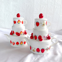 DearDali Ceramic hand-made cute Winnie the Pooh Strawberry Cake Teapot Set Cartoon gift set Mug