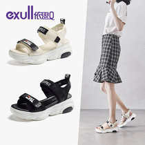 依思q新款夏季罗马鞋凉鞋女仙女风海边外穿沙滩鞋学生平底防滑