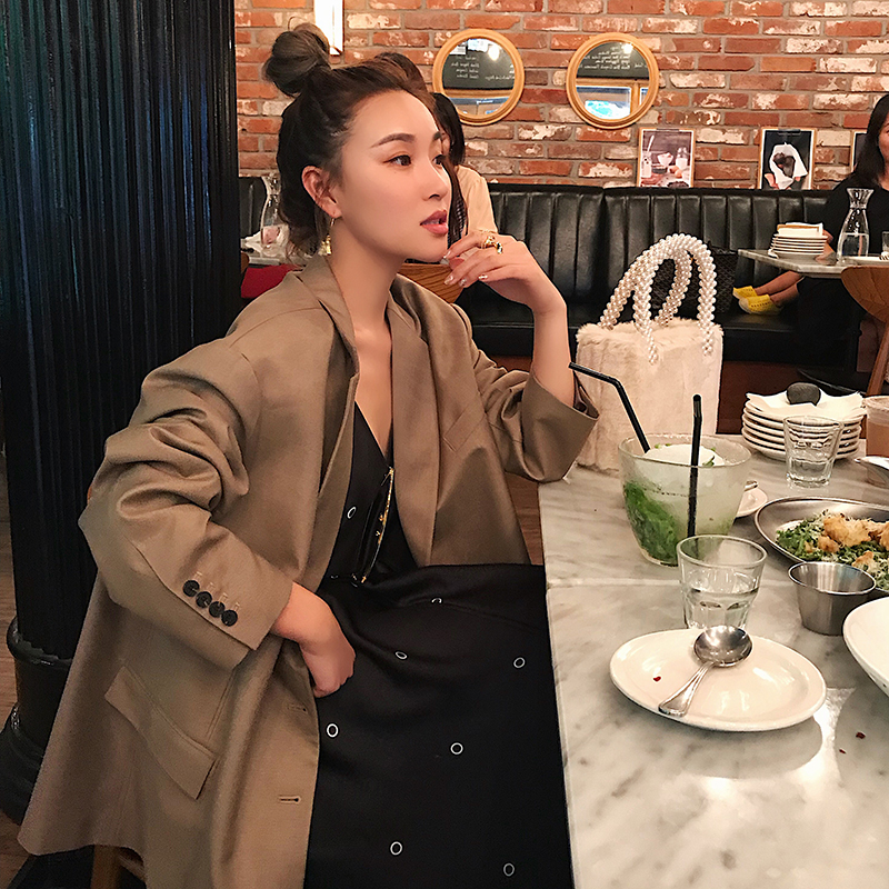 TKSTYLE定制 2018F/W早秋oversize寬松亮面領chic小西裝西服外套