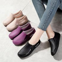 Water shoes womens summer light fashion low-top rain shoes casual waterproof rubber shoes short tube kitchen non-slip work out boots