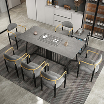 Light luxury rock board tea table and chair combination simple modern balcony tea table office kung fu tea table tea set one