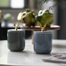 Defect type Export di * Sini double storage jar Ceramic ornament light luxury with lid candy jar double decker cup