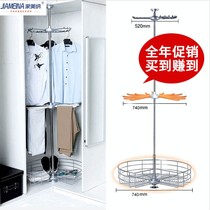 Wardrobe corner rotating hanger 360 degree cloakroom multi-function pants rack Pants pull-out basket storage rack Storage basket