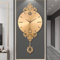 European pure copper wall clock home American light luxury simple creative atmosphere light luxury modern living room silent quartz clock