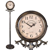 European living room floor clock retro American country big standing clock clock iron craft double face clock antique time clock