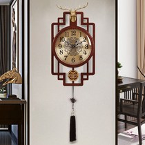 New Chinese Classical wood hanging clock Living room Home Watch China Wind creative personality Retro decorative clock wall-hanging table