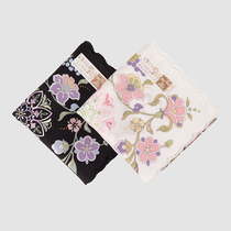 Japanese made and tone embroidered lady handkerchief pure cotton lotus leaf lace with soft side towels