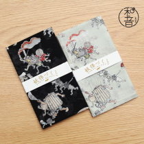 Japanese system and tone mens handkerchief handkerchief pure cotton square towels thin and wind-style hand-towels sucking up 100 ghost night rows