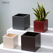 Nordic iron flower pot square living room metal flower machine simulation plant large flower pot floor