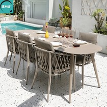 Nordic Outdoor Table And Chairs Patio Balcony Open-air Yard Aluminum Weave Waterproof Sunscreen Balcony Small Table And Chairs Casual Mix