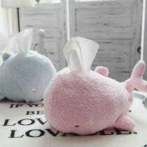Soft and cute plush whale paper towel set living room home furnishing creative whale doll paper towel set