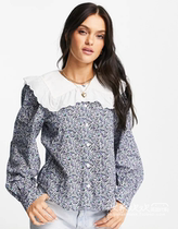 UK 11 26 2021 trend-oriented women's new large lapel floral Joker shirt
