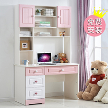 Childrens desk writing table home bookcase with bookcase integrated girl boy blue pink writing learning table