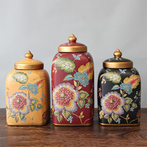 European-style pastoral storage jar Storage box Creative home craft decoration American ceramic decorative snack jar