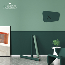 Self-adhesive wallpaper TV background wall bedroom University dormitory female dark green retro self-sticking wallpaper male green Nordic