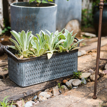 (Han) retro tin handle basket decoration storage box flower pot flower pot sundries tool box grocery Garden