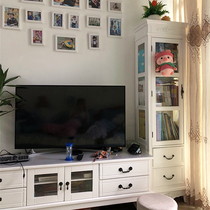 European solid wood wine cabinet Floor-to-ceiling modern simple household small wine cabinet Glass small household living room dining side cabinet Partition cabinet