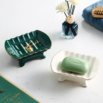 Drain double soap box light luxury Nordic creative fashion bathroom soap butterfly large ceramic soap box