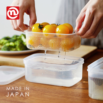 NAKAYA Japan imported drain fresh-keeping box plastic kitchen refrigerator food storage box fruit and vegetable storage box