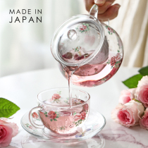 KOJI Japan imported heat-resistant glass romantic rose tea cup saucer fruit teapot afternoon tea set