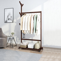 Simple hanger solid wood hanger floor-to-ceiling household clothes pole bedroom storage rack Net red coat rack