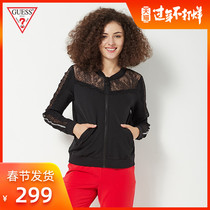 Guess women's solid stand collar fashion zipper short coat-w93q71k8t00