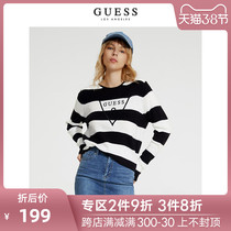 Guess women's contrast stripe inverted triangle logo t-shirt-q93r02r16j0