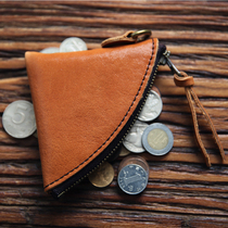 Retro-Rooted Tannic Head Layer Cow Leather Men And Women Mini-Zero Wallet Casual Genuine Leather Zipper Coin Bag Short Wallet