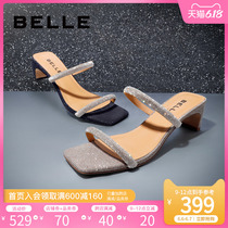 Belle star fairy cool slipper 2020 summer shopping mall New chunky heels with crystal slippers 3qu32bt0