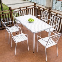 Outdoor Leisure Table And Chairs Combine Terrace Courtyard Villa garden outdoor anti-waterproof black plastic wood iron art table and chairs
