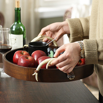 What a good American creative round tea tray household dinner plate snack plate hotel wooden cup tray fruit plate