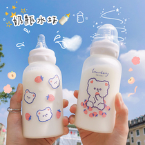 Bottle Adult adult cute creative baby straw pacifier Glass cup Girl heart net red tide cup Summer