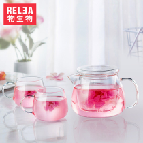 Biological heat-resistant glass teapot boiling teapot filter tea set size household flower teacup glass pot set