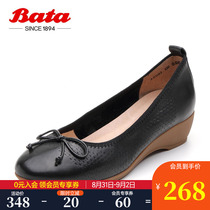 Bata summer shopping mall with the same gentle bow fashion hollow out comfortable casual single shoes women acg02bq9