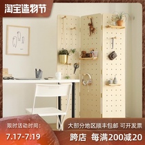 Wooden screen Living room entrance partition hole board foldable small apartment decoration Office simple folding screen vertical screen