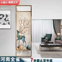 Light luxury simple aluminum alloy screen Elk glass partition living room Stainless steel entrance metal mobile seat screen