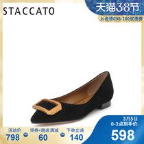 Scarlett Picture Q1903CQ9, New Low-heeled, Pointed Cashmere Leather, Shallow Flat-soled Shoes for Women in Autumn of 2019