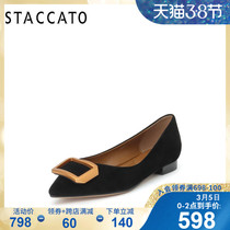 Scarlett Picture Q1903CQ9, New Low-heeled, Pointed Cashmere Leather, Shallow Flat-soled Shoes for Women in Autumn of 2019