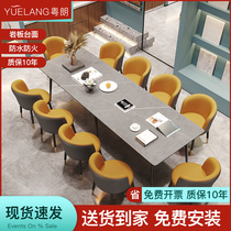 Rock Board Reception Negotiation Table And Chairs Combination Decoration Company 6-10 People Speaker Table Showroom Lounge Area Talk Single Table